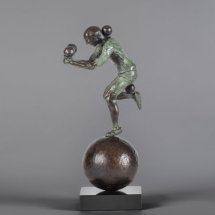 Niles Benn The Juggler marble and bronze 15.5 x 5 x 5 inches