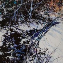 Robert Bitts Winter Along New Haven Run acrylic on canvas 63 x 36 inches