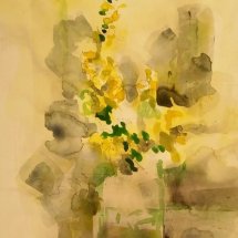 Yellow Floral mixed watercolor & ink 17 x 12.75 inches