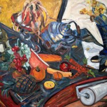 Ruth Bernard Still Life with Kettle oil on linen 30 x 40 inches