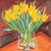 Yellow Tulips  Oil on Panel  16 x 16 inches