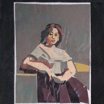 Alex Cohen Portrait After Corot 1 painted paper collage 5 x 3.5 inches