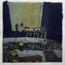 Catherine Drabkin West Street Table No. 3 collagraph chine colle 9.5 x 9.5 inches