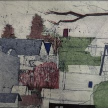 Celia Reisman Rooftops etching 5 x 7 inches