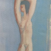 Charles Swisher Nude Version 1 from a theme by Chana Orloff pencil and gouache 10 x 5.25 inches