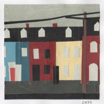 Clara Kewley Lancaster Street painted paper collage 3 x 3 inches