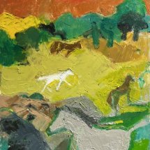 Dee Jenkins Wild Horses oil and wax on panel 9.5 x 9 inches