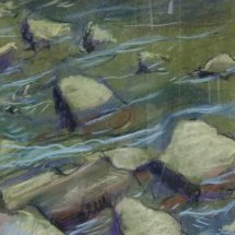 Aaron Lubric Rocks at Beargrass Creek pastel drawing 12 x 18 inches