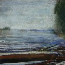 Aaron Lubrick Ohio River Fallen Tree pastel drawing 12 x 18 inches