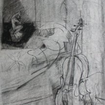 Dee Jenkins  Cello and Plaster Cast charcoal pencil and conte on paper 11.25  x 8.25 inches