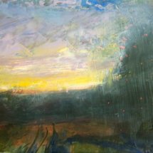 KOCHER Into Dusk Oil on Board 6 x 12 inches