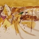 Golden Landscape  watercolor   10.5 x 14.5 inches